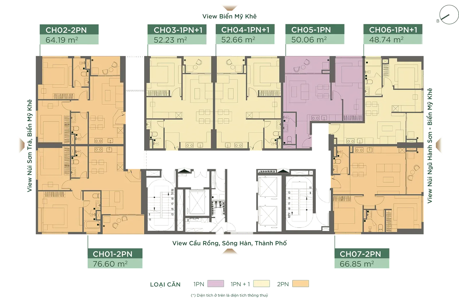 Mặt bằng tầng 3 – 7 FUTA Kim An: 7 căn 1PN, 1PN+1, 2PN