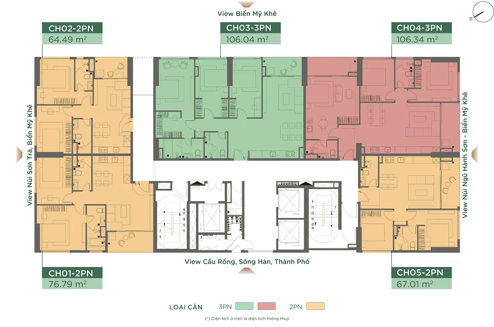 Mặt bằng tầng 8 – 11 FUTA Kim An: 5 căn 2PN, 3PN