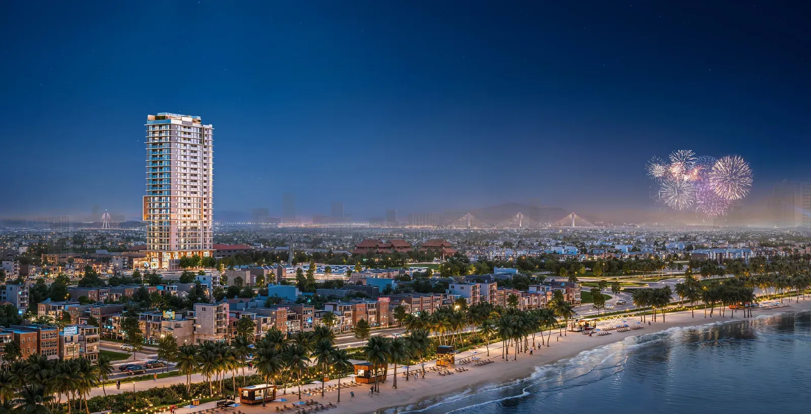 Phối cảnh tòa FUTA Kim An về đêm bên sông Hàn