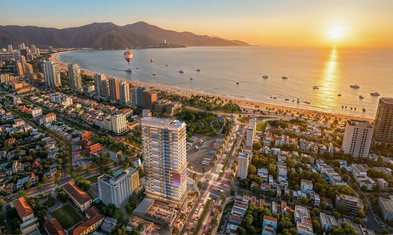 Phối cảnh FUTA Kim An nhìn từ trên cao về phía biển Mỹ Khê